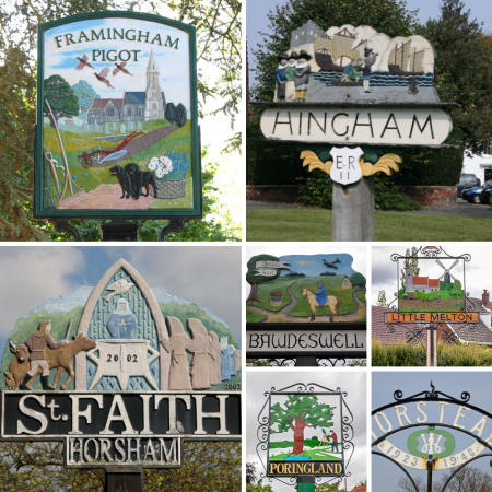 Norfolk village signs collage