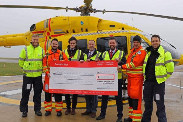Arnolds Keys cheque presentation to East Anglian Air Ambulance 2018 web